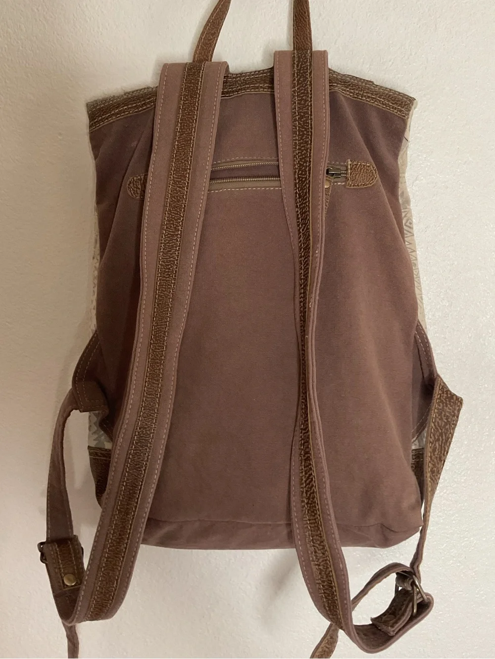 Myra Bag Canvas Cowhair Leather Backpack Boho Southwest
